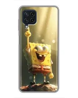 Чехол для Samsung Galaxy A22 с картинкой «Сияющий Спанч Боб»