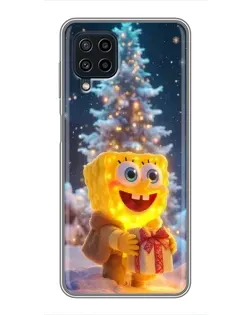 Чехол для Samsung Galaxy A22 с картинкой «Рождественский Спанч Боб»