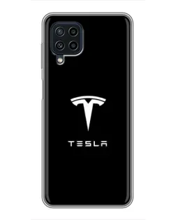 Чохол для Samsung Galaxy A22 з картинкою «Tesla White Logo»