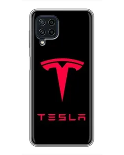 Чохол для Samsung Galaxy A22 з картинкою «Tesla Red Logo»