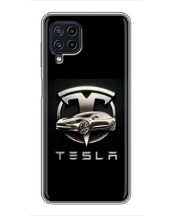 Чохол для Samsung Galaxy A22 з картинкою «Tesla — срібне авто»