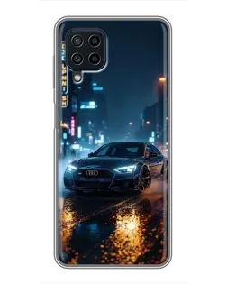 Чохол для Samsung Galaxy A22 з картинкою «Нічне місто та Audi»