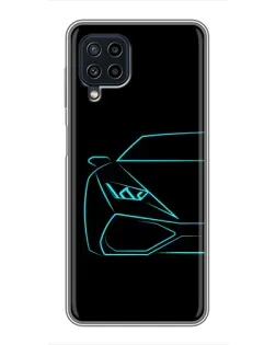 Чохол для Samsung Galaxy A22 з картинкою «Блакитний силует Lamborghini»