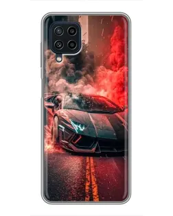Чохол для Samsung Galaxy A22 з картинкою «Lamborghini червоний дим»
