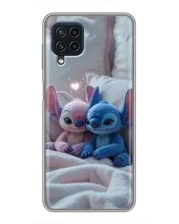 Чехол для Samsung Galaxy A22 с картинкой «Плюшевые Стич Ангел»