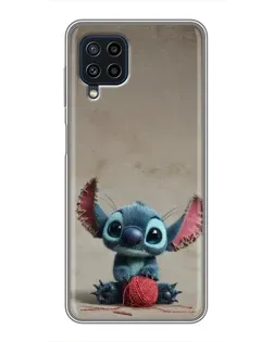 Чехол для Samsung Galaxy A22 с картинкой «Стич на коричневом фоне»
