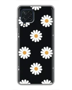 Чехол для Samsung Galaxy A22 с картинкой «Ромашки на черном»