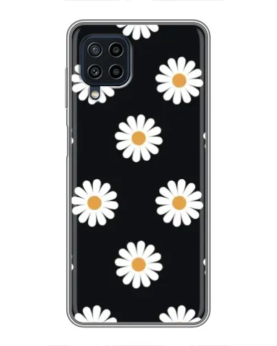 Чехол для Samsung Galaxy A22 с картинкой «Ромашки на черном»