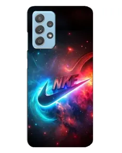 Чехол для Samsung Galaxy A23 с картинкой «Огненный логотип Nike»
