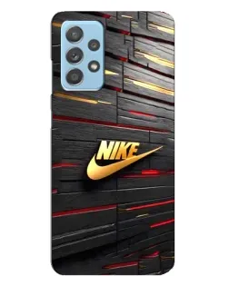 Чехол для Samsung Galaxy A23 с картинкой «Золотой Nike на металле»