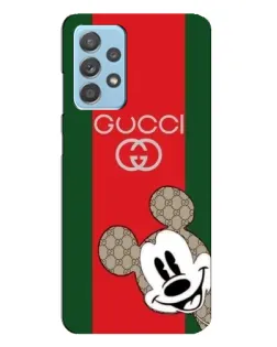 Чехол для Samsung Galaxy A23 с картинкой «Gucci — полосы и Микки»