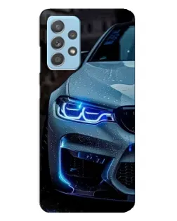 Чехол для Samsung Galaxy A23 с картинкой «Взгляд BMW с синими фарами»