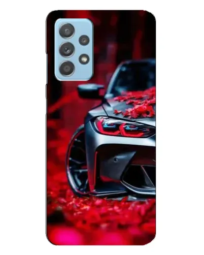 Чехол для Samsung Galaxy A23 с картинкой «Спортивная BMW и цветы»