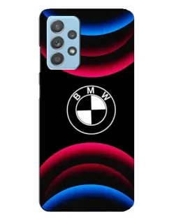 Чехол для Samsung Galaxy A23 с картинкой «Логотип BMW и неоновые дуги»