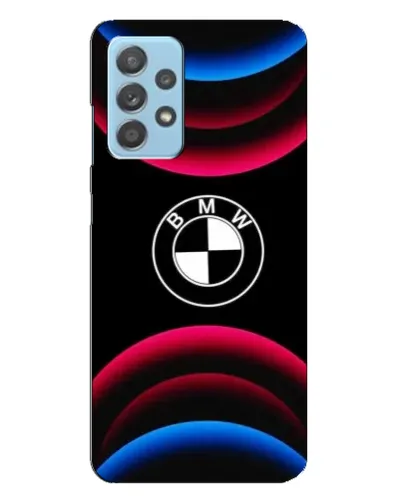 Чехол для Samsung Galaxy A23 с картинкой «Логотип BMW и неоновые дуги»