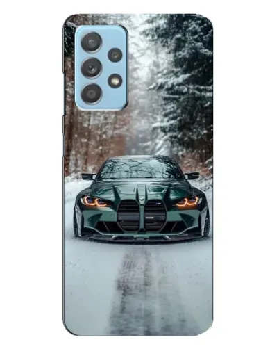 Чехол для Samsung Galaxy A23 с картинкой «BMW в зимнем лесу»