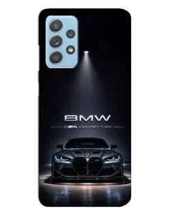 Чехол для Samsung Galaxy A23 с картинкой «BMW сквозь ночной город»