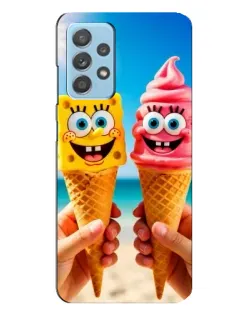 Чехол для Samsung Galaxy A23 с картинкой «Спанч Боб мороженое»