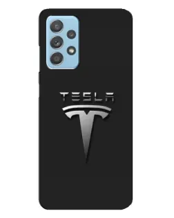 Чехол для Samsung Galaxy A23 с картинкой «Стальной логотип Tesla»