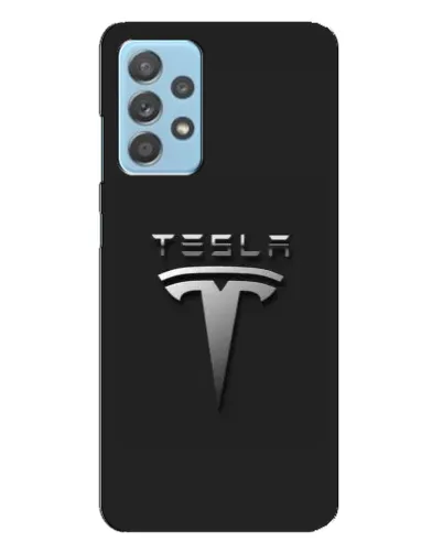 Чехол для Samsung Galaxy A23 с картинкой «Стальной логотип Tesla»