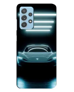 Чехол для Samsung Galaxy A23 с картинкой «Tesla в неоне»