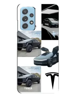Чехол для Samsung Galaxy A23 с картинкой «Коллаж Cybertruck Tesla»