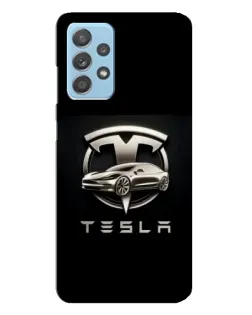 Чехол для Samsung Galaxy A23 с картинкой «Tesla — серебристое авто»