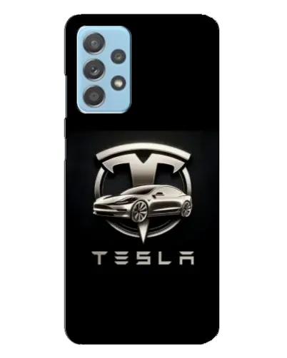 Чехол для Samsung Galaxy A23 с картинкой «Tesla — серебристое авто»