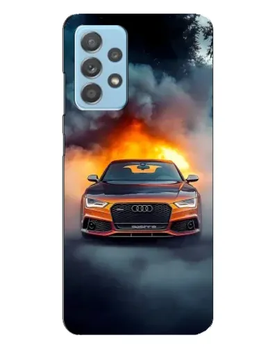 Чехол для Samsung Galaxy A23 с картинкой «Audi в огненном дыму»