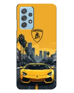 Чехол для Samsung Galaxy A23 с картинкой «Желтый Lamborghini город»