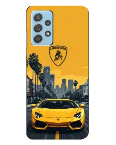 Чехол для Samsung Galaxy A23 с картинкой «Желтый Lamborghini город»