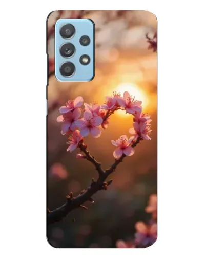 Чехол для Samsung Galaxy A23 с картинкой «Розовый цвет сердце на фоне заката»