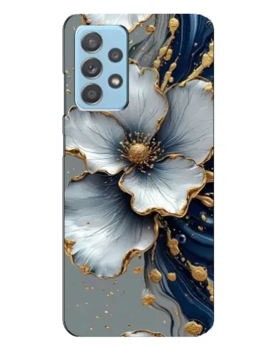 Чехол для Samsung Galaxy A23 с картинкой «Белый цветок и золотой флюид»