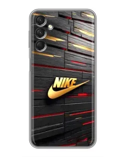 Чехол для Samsung Galaxy A24 с картинкой «Золотой Nike на металле»