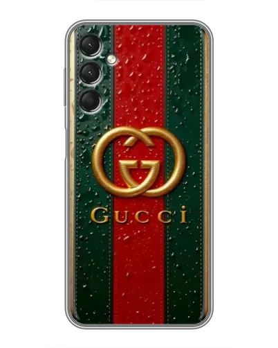 Чехол для Samsung Galaxy A24 с картинкой «Gucci — фирменная полоса и золото» Чехол для Samsung Galaxy A24 с картинкой «Gucci — фирменная полоса и золото»