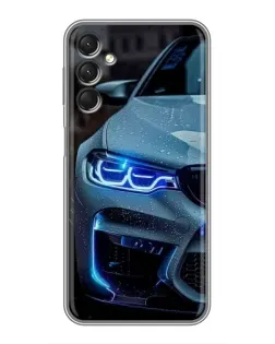 Чохол для Samsung Galaxy A24 з картинкою «Погляд BMW з синіми фарами»