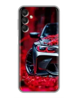 Чехол для Samsung Galaxy A24 с картинкой «Спортивная BMW и цветы»