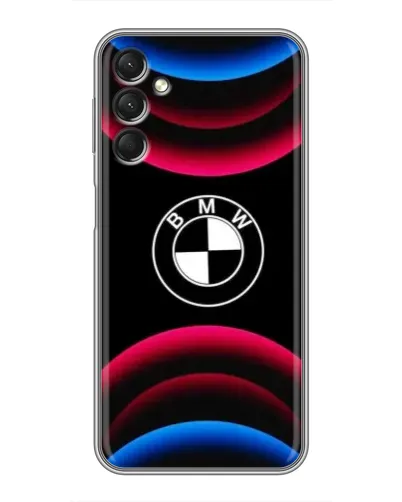 Чехол для Samsung Galaxy A24 с картинкой «Логотип BMW и неоновые дуги»