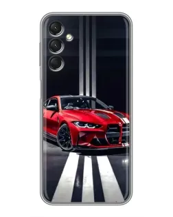 Чехол для Samsung Galaxy A24 с картинкой «Красная BMW на дороге»