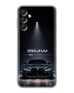Чехол для Samsung Galaxy A24 с картинкой «BMW сквозь ночной город»