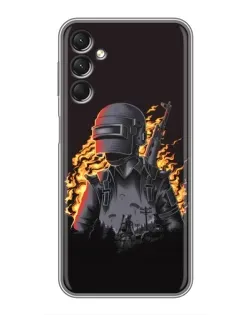 Чехол для Samsung Galaxy A24 с картинкой «PUBG — огненный силуэт»
