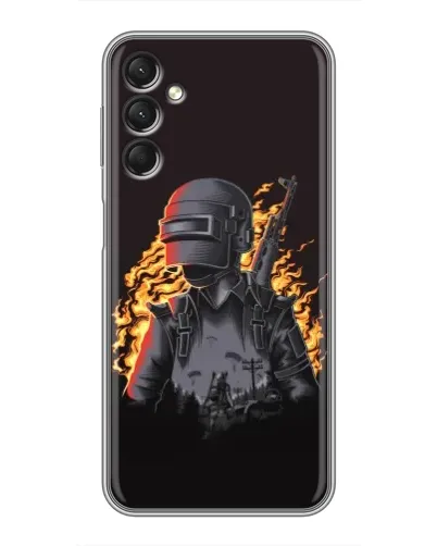 Чехол для Samsung Galaxy A24 с картинкой «PUBG — огненный силуэт»