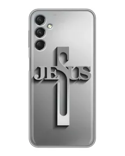 Чехол для Samsung Galaxy A24 с картинкой «Металлический крест Jesus»