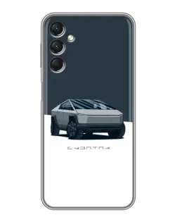 Чехол для Samsung Galaxy A24 с картинкой «Серебристый Cybertruck Tesla»