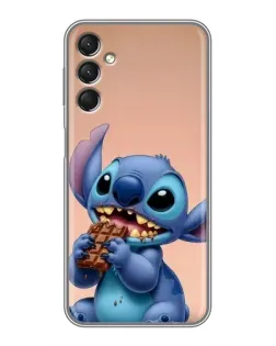 Чехол для Samsung Galaxy A24 с картинкой «Стич ест шоколад»