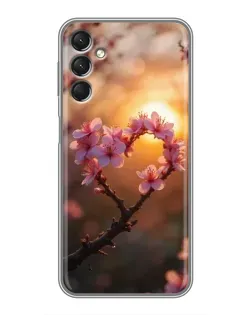 Чехол для Samsung Galaxy A24 с картинкой «Розовый цвет сердце на фоне заката» Чехол для Samsung Galaxy A24 с картинкой «Розовый цвет сердце на фоне заката»