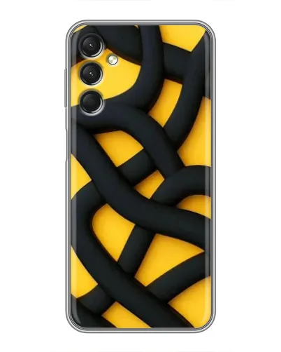 Чехол для Samsung Galaxy A24 с картинкой «Черное желтое переплетение»