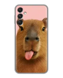 Чехол для Samsung Galaxy A24 с картинкой «Капибара с языком»