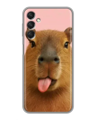 Чехол для Samsung Galaxy A24 с картинкой «Капибара с языком»
