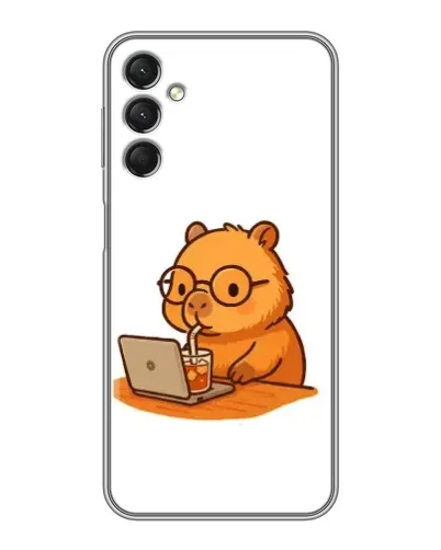 Чехол для Samsung Galaxy A24 с картинкой «Капибара с ноутбуком»